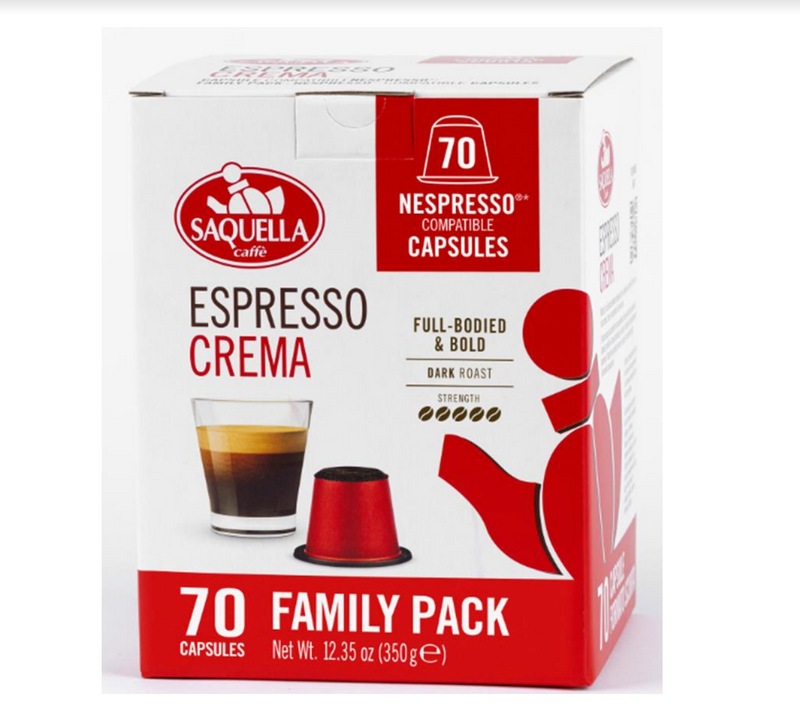 Saquella Caffe – Espresso Crema  70 Capsules Pack Nespresso Compatible