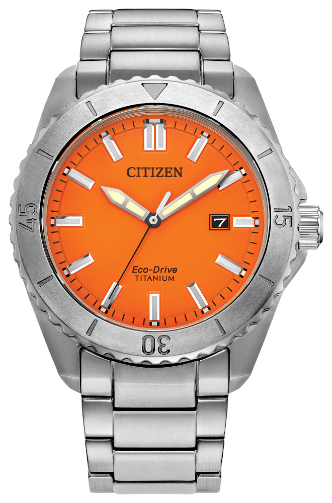 Citizen Men's Eco-Drive Orange Dial Titanium Brycen Watch AW1840-50X