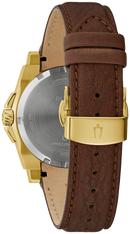 Bulova Precisionist Gold-Tone Brown Strap Black Dial Watch 97B216