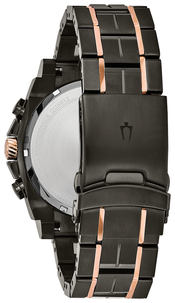Bulova Precisionist Chronograph Watch Diamond Accent Two-Tone Black 98D149