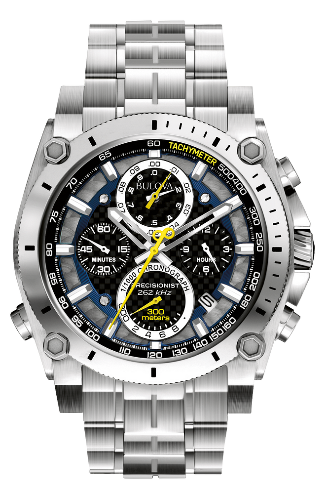 Bulova Precisionist Chronograph Watch Stainless Steel 96B175