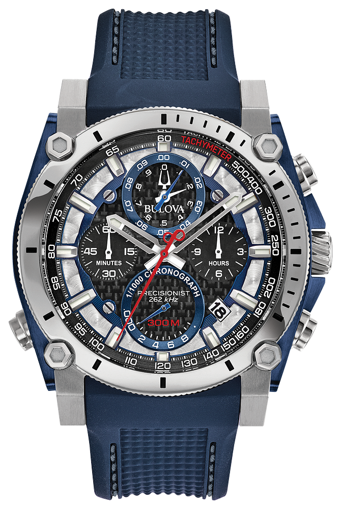 Bulova Precisionist Chronograph Watch Blue Dial 98B315