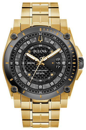 Bulova Precisionist Chronograph Watch Gold Tone Stainless Steel 98D156