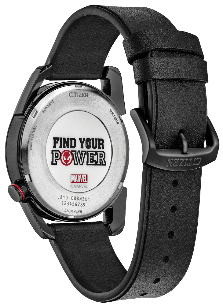 Citizen Eco-Drive Marvel Miles Morales Men's Leather Strap Watch AW1685-00W