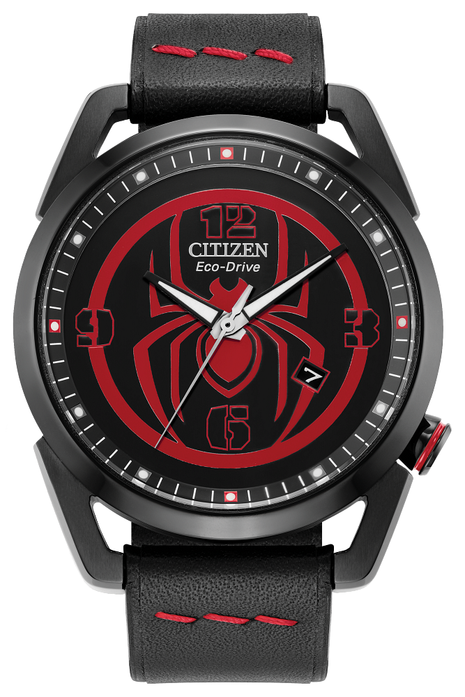 Citizen Eco-Drive Marvel Miles Morales Men's Leather Strap Watch AW1685-00W
