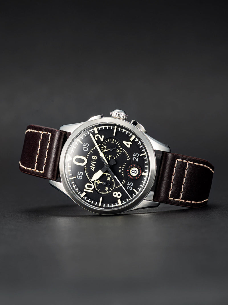 AVI-8 Spitfire Lock Chronograph Slate Black Quartz Watch AV-4089-01