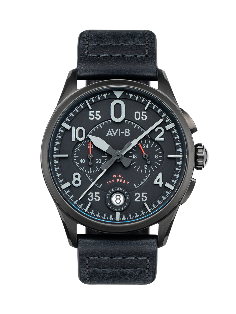 AVI-8 Spitfire Lock Chronograph Slate Black Quartz Watch AV-4089-03