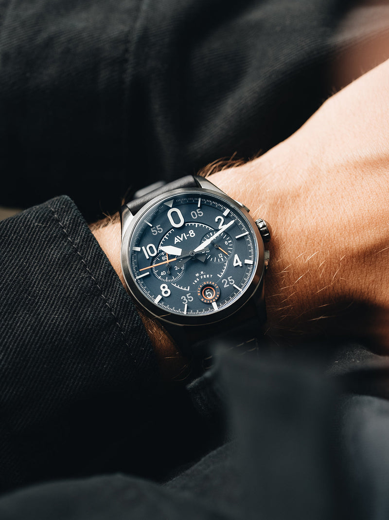 AVI-8 Spitfire Lock Chronograph Channel Blue Quartz Watch AV-4089-04