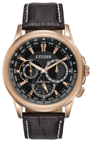 Citizen Calendrier Eco Drive Black Dial Leather Band Watch BU2023-04E