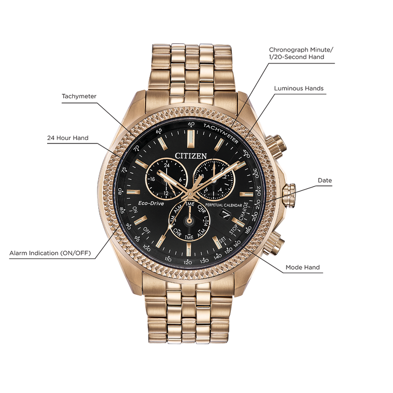 Citizen Corso Chronograph Perpetual Calendar Eco-Drive Watch Rose Gold BL5563-58E