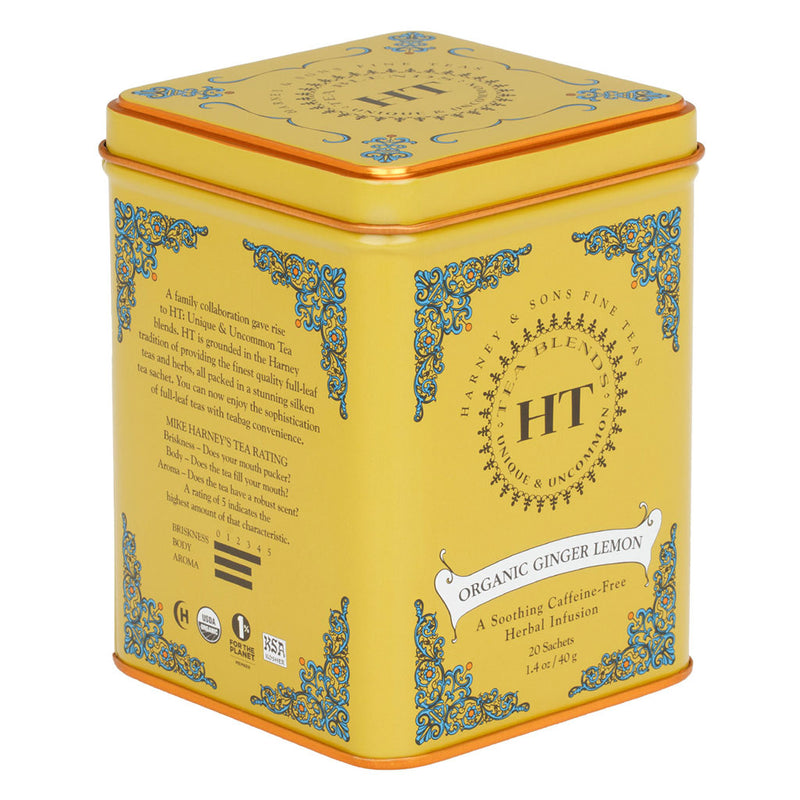 Harney & Sons Organic Ginger Lemon Tea Tins Pack of 4x20 Sachets