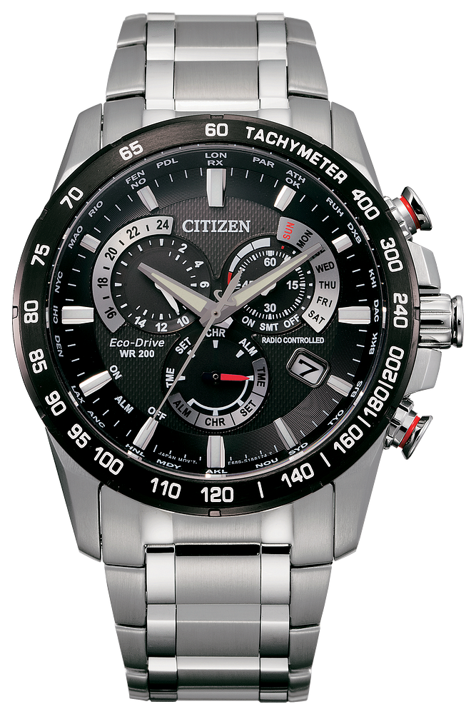 Citizen Perpetual Chrono A-T Stainless Steel Black Dial Men's Watch CB5898-59E