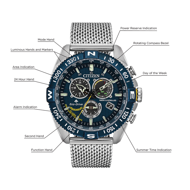 Citizen Men's Promaster Navihawk A-T Bracelet Blue Dial Eco-Drive Watch CB5848-57L