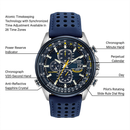 Citizen Eco-Drive World Chronograph Blue Leather Men’s Watch AT8020-03L