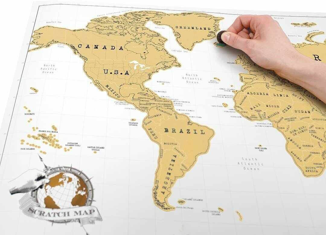 Original World Scratch Map Adventure Travel Poster Travel Log